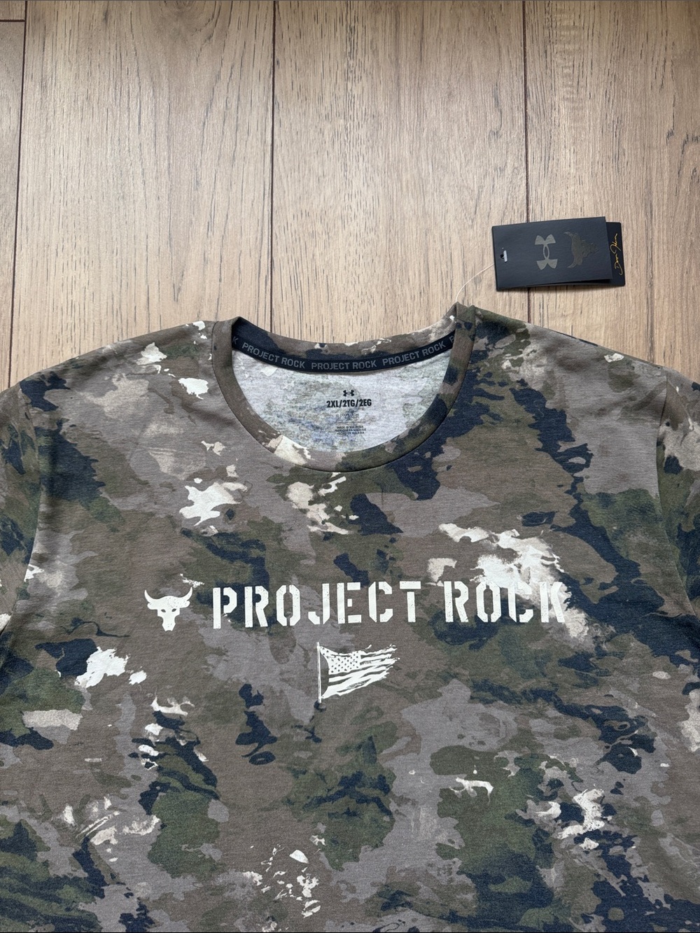 Under Armour Project Rock Camo United States AmericaN Flag T-Shirt Men’s 2XL NWT